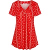 image:imageNinedaily Womens Tunic Summer Short Sleeve Top Loose V Neck Dressy Shirt BlouseRed Floral